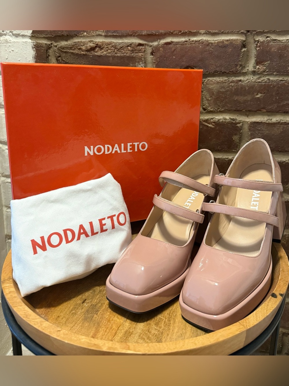 Nodaleto Bulla Babies 90mm Mary Jane Pumps Blush Patent 40.5 Like New! $840